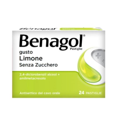 BENAGOL*24 pastiglie 0,6 mg + 1,2 mg limone senza zucchero BENAGOL*24 pastiglie 0,6 mg + 1,2 mg limone senza zucchero