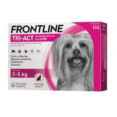 FRONTLINE TRI-ACT*spot-on soluz 3 pipette 0,5 ml 33,38 mg +252,4 mg cani da 2 a 5 Kg