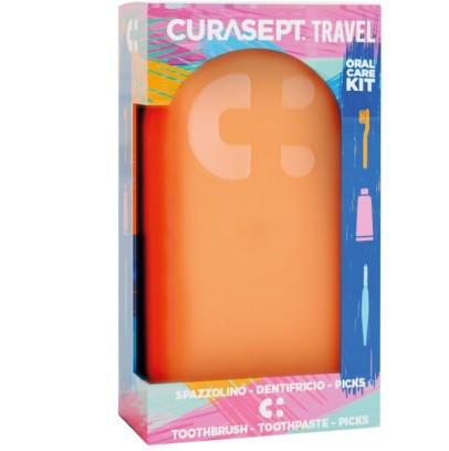 CURASEPT TRAVEL ARANCIO 1 SPAZZOLINO + 1 DENTIFRICIO 20 ML +3 PICKS CURASEPT TRAVEL ARANCIO 1 SPAZZOLINO + 1 DENTIFRICIO 20 ML +3 PICKS