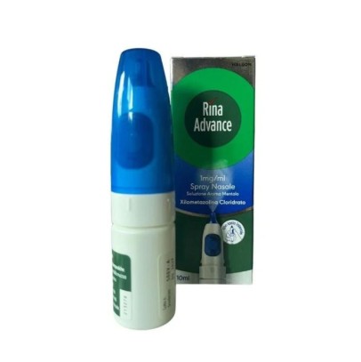 RINAADVANCE*spray nasale 10 ml 1 mg/ml soluzione con pompa attivata con tasto laterale aroma mentolo