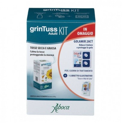 GRINTUSS ADULTI KIT SCIROPPO CON POLIRESIN 180 G + GOLAMIR 2ACT 20 COMPRESSE OROSOLUBILI