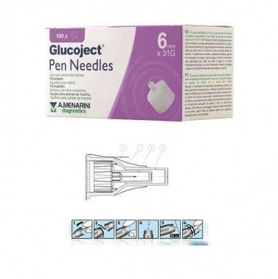 AGO PER PENNA DA INSULINA GLUCOJECT 6 MM GAUGE 32 100 PEZZI