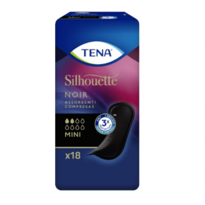 ASSORBENTE NERO INCONTINENZA LEGGERA TENA SILHOUETTE NOIR MINI 18 PEZZI