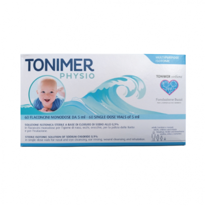 TONIMER PHYSIO MONODOSE SOLUZIONE ISOTONICA MULTIFUNZIONE ABASE DI CLORURO DI SODIO 0,9% 20 FLACONCINI 5 ML