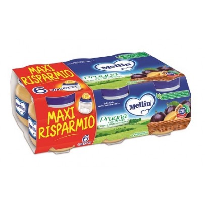 MELLIN OMOGENEIZZATO PRUGNA MELA 100 G 6 PEZZI