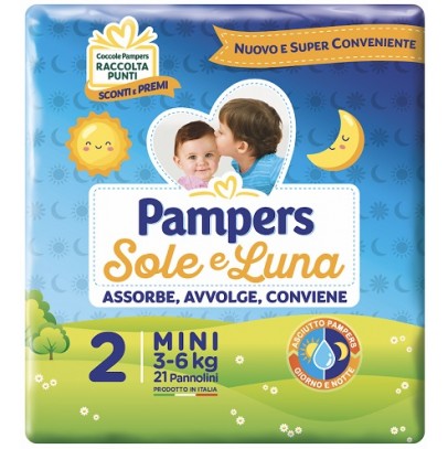 PANNOLINO PER BAMBINO PAMPERS SOLE & LUNA FLASH MINI 21 PEZZI