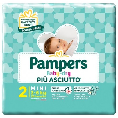 PANNOLINI PER BAMBINI PAMPERS BABY DRY DOWNCOUNT NO FLASH MINI 24 PEZZI BUONO SCONTO