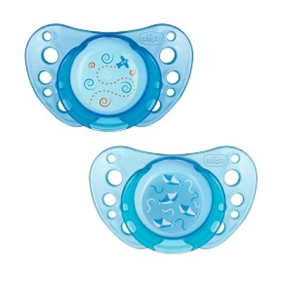 CHICCO SUCCHIETTO PHYSIO AIR BLU SILICONE 4M+ 2 PEZZI CAUCCIU'