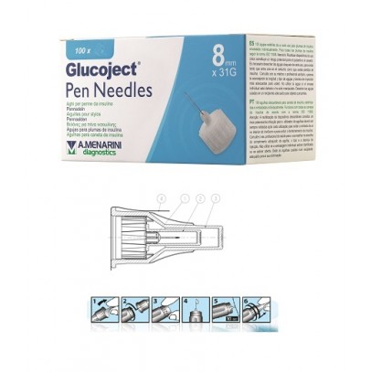 AGO PER PENNA DA INSULINA GLUCOJECT LUNGHEZZA 8 MM GAUGE 31100 PEZZI