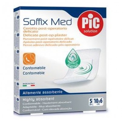 CEROTTO PIC SOFFIX MED IN TNT CON TAMPONE CENTRALE ASSORBENTE STERILE MONOUSO 10X6 CM ANTIBATTERICO 5 PEZZI