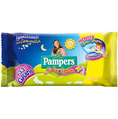 PAMPERS WIPES SOLE & LUNA EFFETTO SPUGNA 60 SALVIETTE