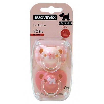 SUAVINEX SUCCHIETTO EVOLUTION ANATOMICO IN SILICONE +6 MESIVINTAGE ROSA 2 PEZZI