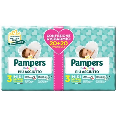 PAMPERS BABY DRYDUO DWCT MIDI 40 PEZZI