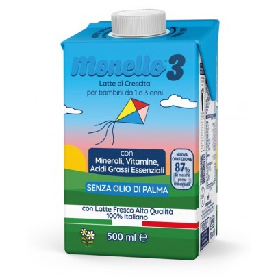 MONELLO 3 FORMULA PER LA CRESCITA A BASE DI LATTE PER BAMBINI DA 1 A 3 ANNI LIQUIDO 500 ML