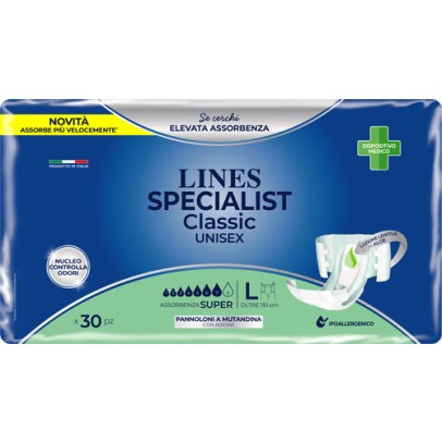 PANNOLONE A MUTANDA LINES SPECIALIST CLASSIC SUPER MG 30 PEZZI PANNOLONE A MUTANDA LINES SPECIALIST CLASSIC SUPER MG 30 PEZZI