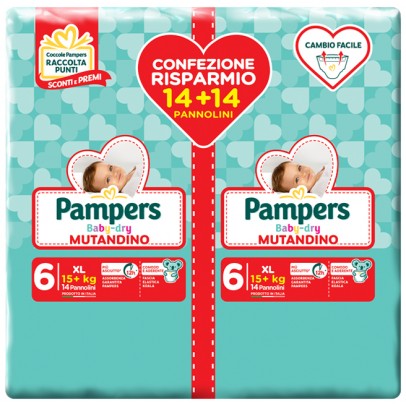 PAMPERS BABY DRY PANNOLINO A MUTANDINA DUO DWCT XL 28 PEZZI