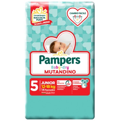 PANNOLINO A MUTANDINA PAMPERS BABY DRY JUNIOR SMALL PACK 14PEZZI