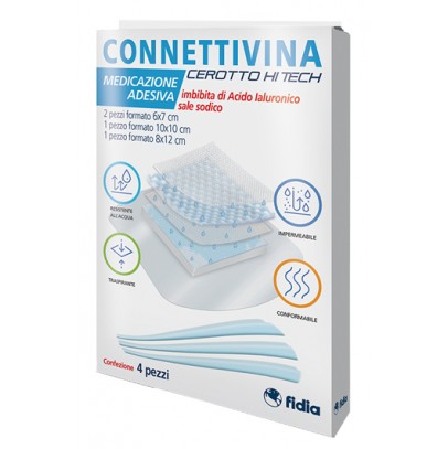 CEROTTO CONNETTIVINA HITECH 4 MISURE MISTE 2 PEZZI 6 X 7CM + 1 PEZZO 10 X 10 CM + 1 PEZZO 8 X 12 CM