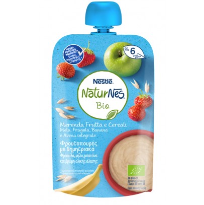 NESTLE' NATURNES BIO MERENDA FRUTTA E CEREALI MELA/FRAGOLA/BANANA/AVENA 110 G