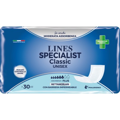 PANNOLONE LINES SPECIALIST CLASSIC RETTANGOLARE CON BARRIERA30 PEZZI PANNOLONE LINES SPECIALIST CLASSIC RETTANGOLARE CON BARRIERA30 PEZZI