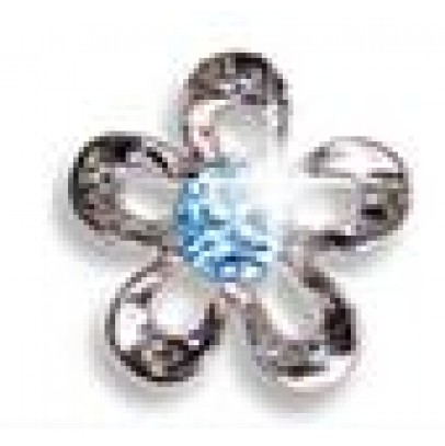 ORECCHINI STERILI BJT943 METAL FLOWER W/AQUA CRY