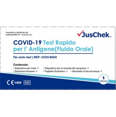 TEST ANTIGENICO RAPIDO COVID-19 JUSCHEK AUTODIAGNOSTICO DETERMINAZIONE QUALITATIVA ANTIGENI SARS-COV-2 IN CAMPIONI SALIVARI MEDIANTE IMMUNOCROMATOGRAFIA