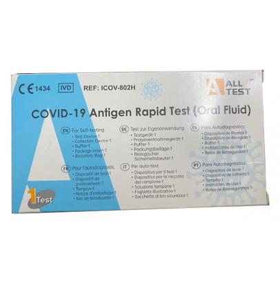 TEST ANTIGENICO RAPIDO COVID-19 ALLTEST AUTODIAGNOSTICO DETERMINAZIONE QUALITATIVA ANTIGENI SARS-COV-2 IN CAMPIONI SALIVARI MEDIANTE IMMUNOCROMATOGRAFIA