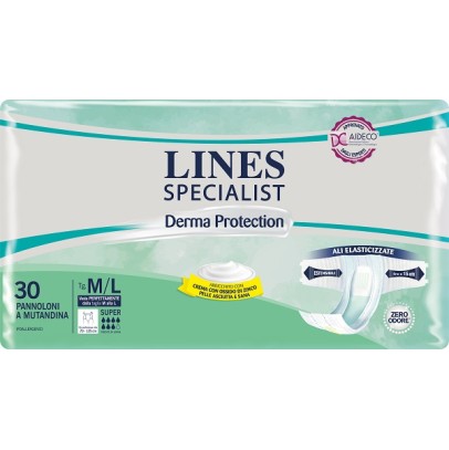 PANNOLONE A MUTANDINA LINES SPECIALIST DERMA SUPER M/L 30 PEZZI PANNOLONE A MUTANDINA LINES SPECIALIST DERMA SUPER M/L 30 PEZZI