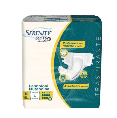 PANNOLONE MUTANDINA SERENITY SD SENSITIVE EXTRA L 15 PEZZI PANNOLONE MUTANDINA SERENITY SD SENSITIVE EXTRA L 15 PEZZI