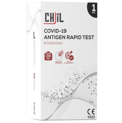 TEST ANTIGENICO RAPIDO COVID-19 CHIL AUTODIAGNOSTICO DETERMINAZIONE QUALITATIVA ANTIGENI SARS-COV-2 IN TAMPONI NASALI MEDIANTE IMMUNOCROMATOGRAFIA