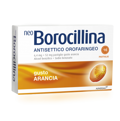 NEOBOROCILLINA ANTISETTICO OROFARINGEO*16 pastiglie 6,4 mg +52 mg arancia